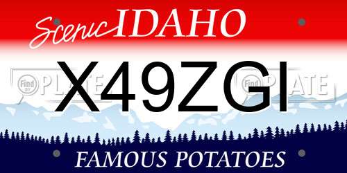 X49ZGI Idaho License Plate