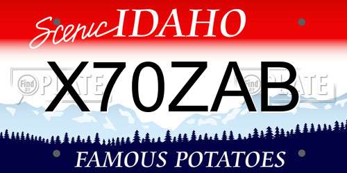 X70ZAB Idaho License Plate