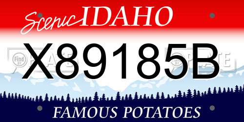 X89185B Idaho License Plate