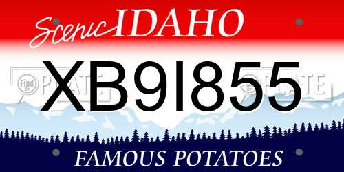 XB9I855 Idaho License Plate