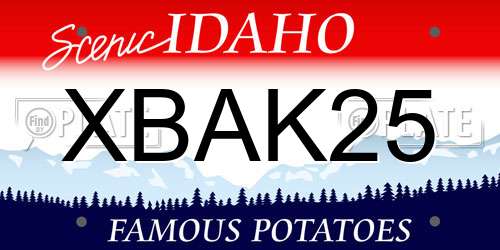 XBAK25 Idaho License Plate