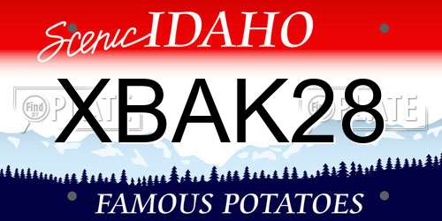 XBAK28 Idaho License Plate