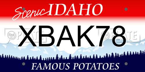 XBAK78 Idaho License Plate