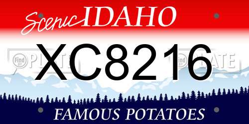 XC8216 Idaho License Plate