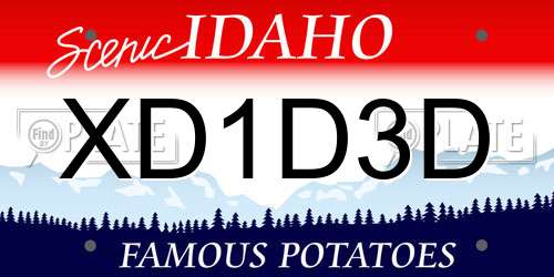 XD1D3D Idaho License Plate