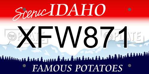 XFW871 Idaho License Plate