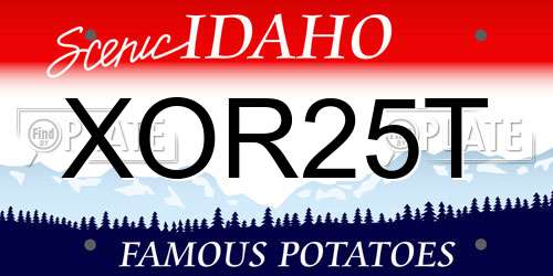 XOR25T Idaho License Plate