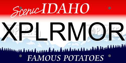 XPLRMOR Idaho License Plate
