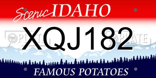 XQJ182 Idaho License Plate