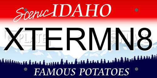 XTERMN8 Idaho License Plate