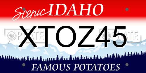 XTOZ45 Idaho License Plate