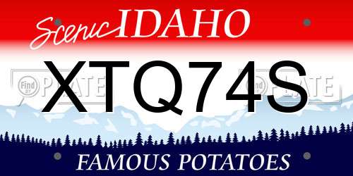 XTQ74S Idaho License Plate