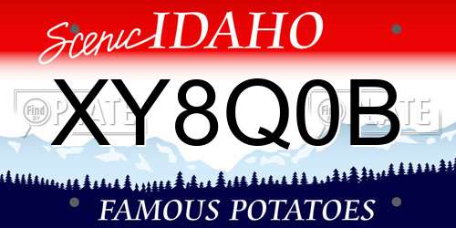 XY8Q0B Idaho License Plate