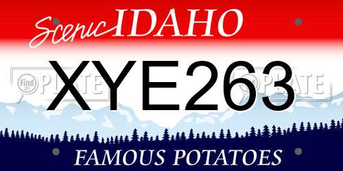 XYE263 Idaho License Plate