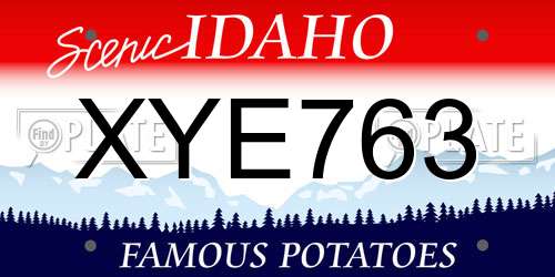 XYE763 Idaho License Plate