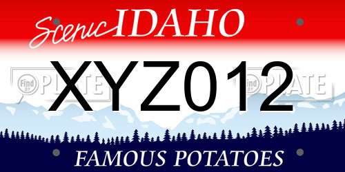 XYZ012 Idaho License Plate