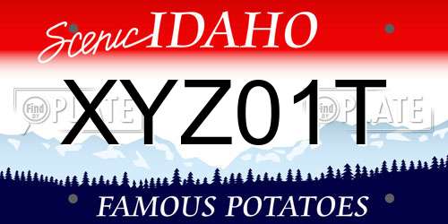 XYZ01T Idaho License Plate