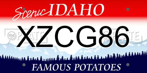 XZCG86 Idaho License Plate