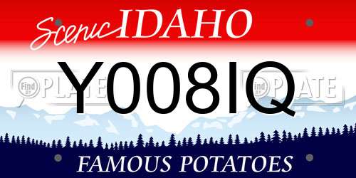 Y008IQ Idaho License Plate