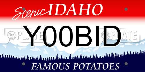 Y00BID Idaho License Plate