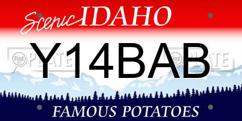 Y14BAB Idaho License Plate