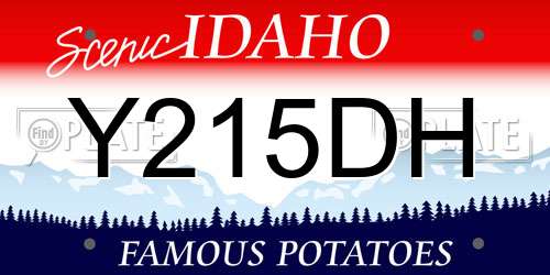 Y215DH Idaho License Plate