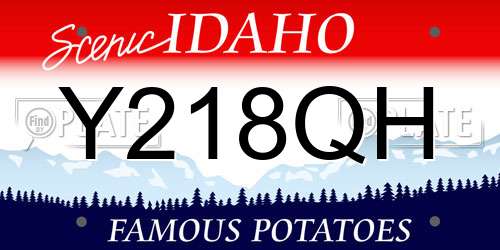 Y218QH Idaho License Plate