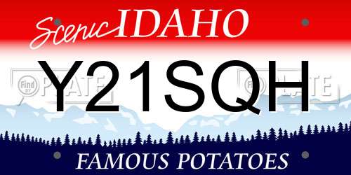 Y21SQH Idaho License Plate