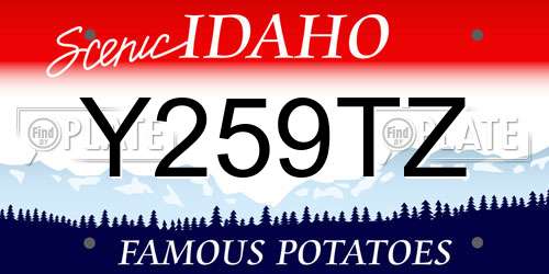 Y259TZ Idaho License Plate