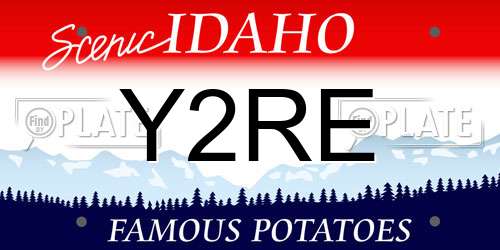 Y2RE Idaho License Plate