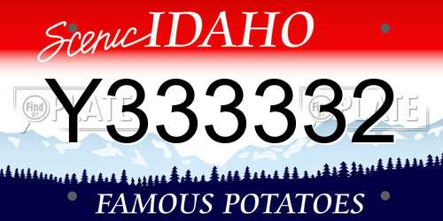 Y333332 Idaho License Plate