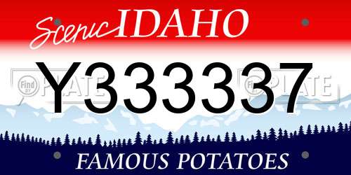 Y333337 Idaho License Plate