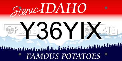 Y36YIX Idaho License Plate