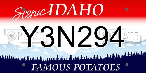 Y3N294 Idaho License Plate