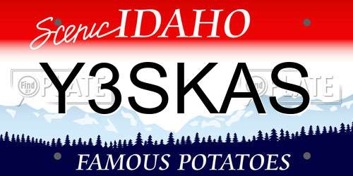 Y3SKAS Idaho License Plate