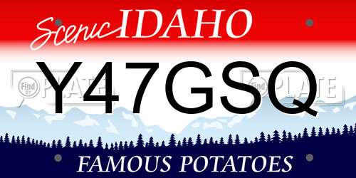 Y47GSQ Idaho License Plate