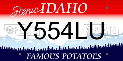 Y554LU Idaho License Plate