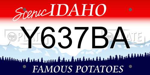 Y637BA Idaho License Plate