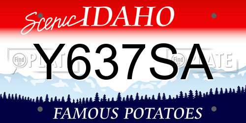 Y637SA Idaho License Plate