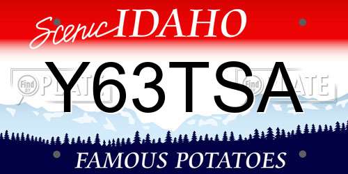 Y63TSA Idaho License Plate