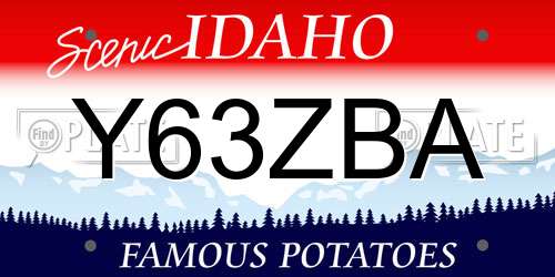 Y63ZBA Idaho License Plate