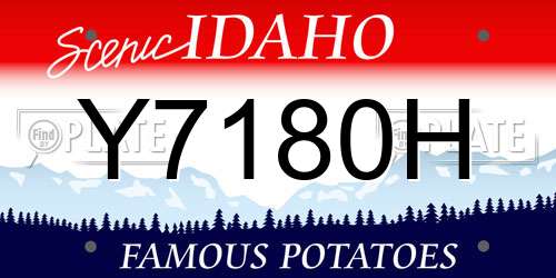 Y7180H Idaho License Plate