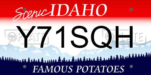 Y71SQH Idaho License Plate