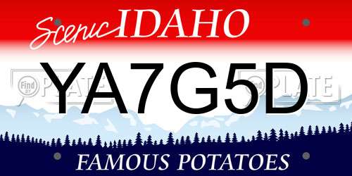 YA7G5D Idaho License Plate