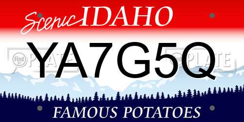 YA7G5Q Idaho License Plate