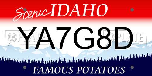 YA7G8D Idaho License Plate