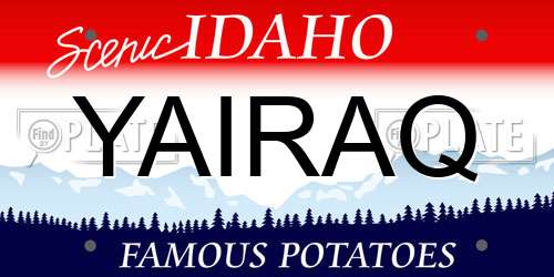 YAIRAQ Idaho License Plate