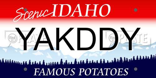 YAKDDY Idaho License Plate