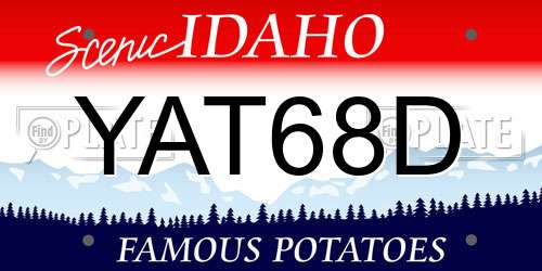 YAT68D Idaho License Plate