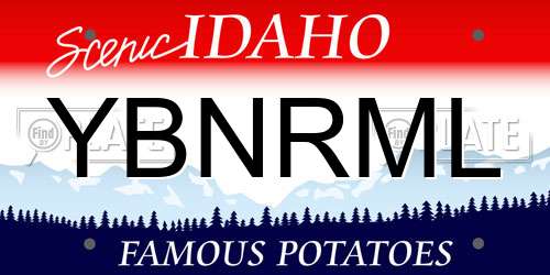 YBNRML Idaho License Plate